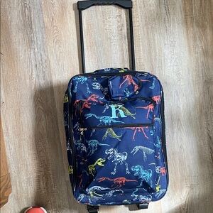Kids Navy Dinosaur Rolling Suitcase
